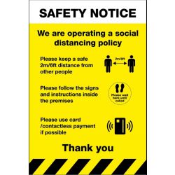 Safety Notice Social Distancing Sign